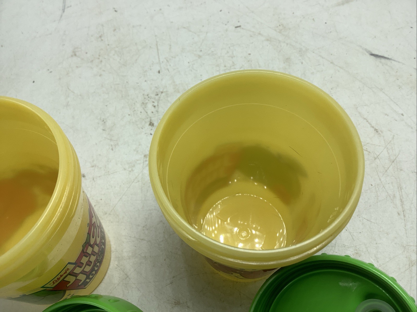 2 Vintage Playtex Juicy Juice Advertisement Plastic Sippy Cup with Valve RARE