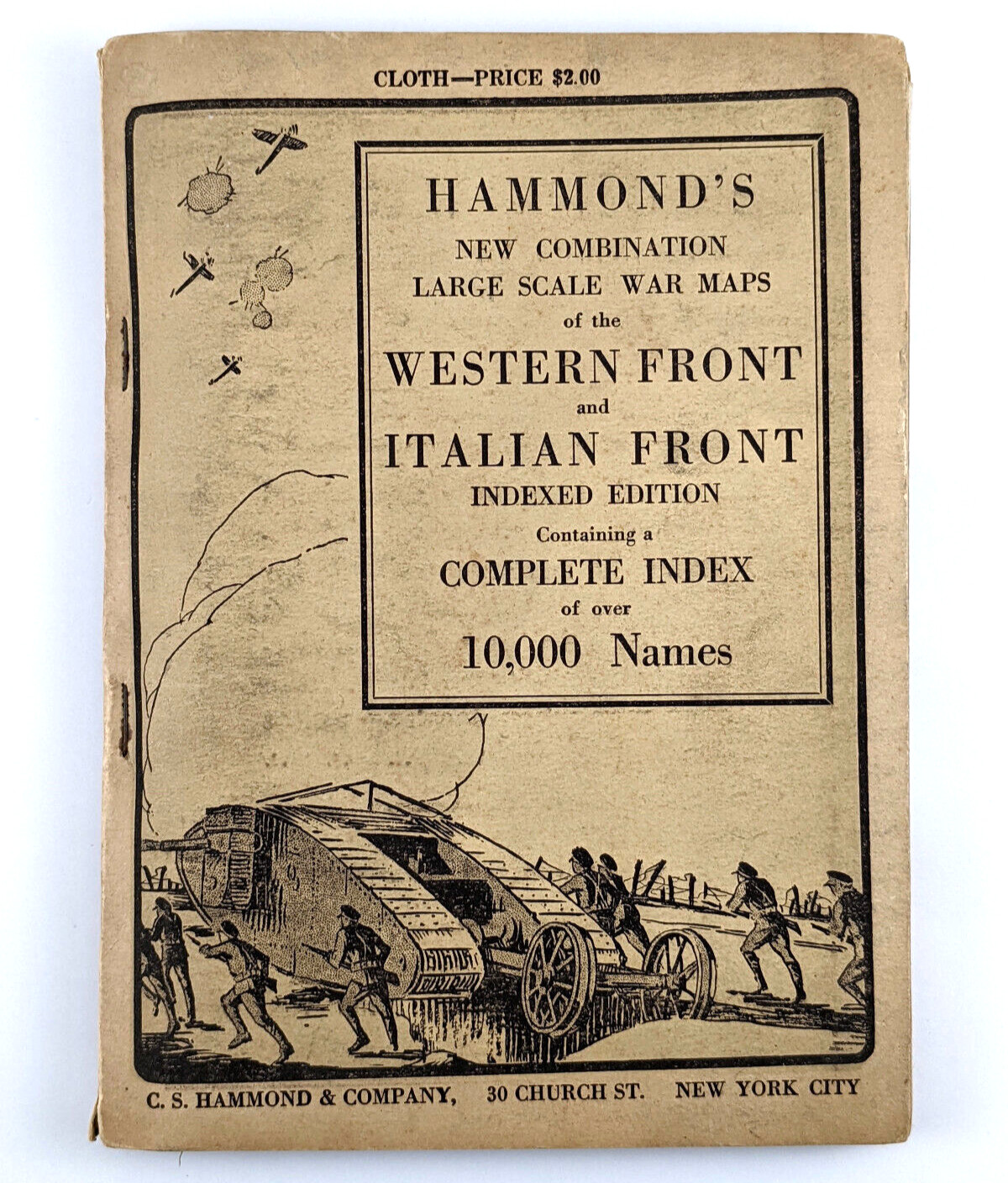 1918 Hammonds Large Scale War Map Western And Italian Front Cloth Version WWI