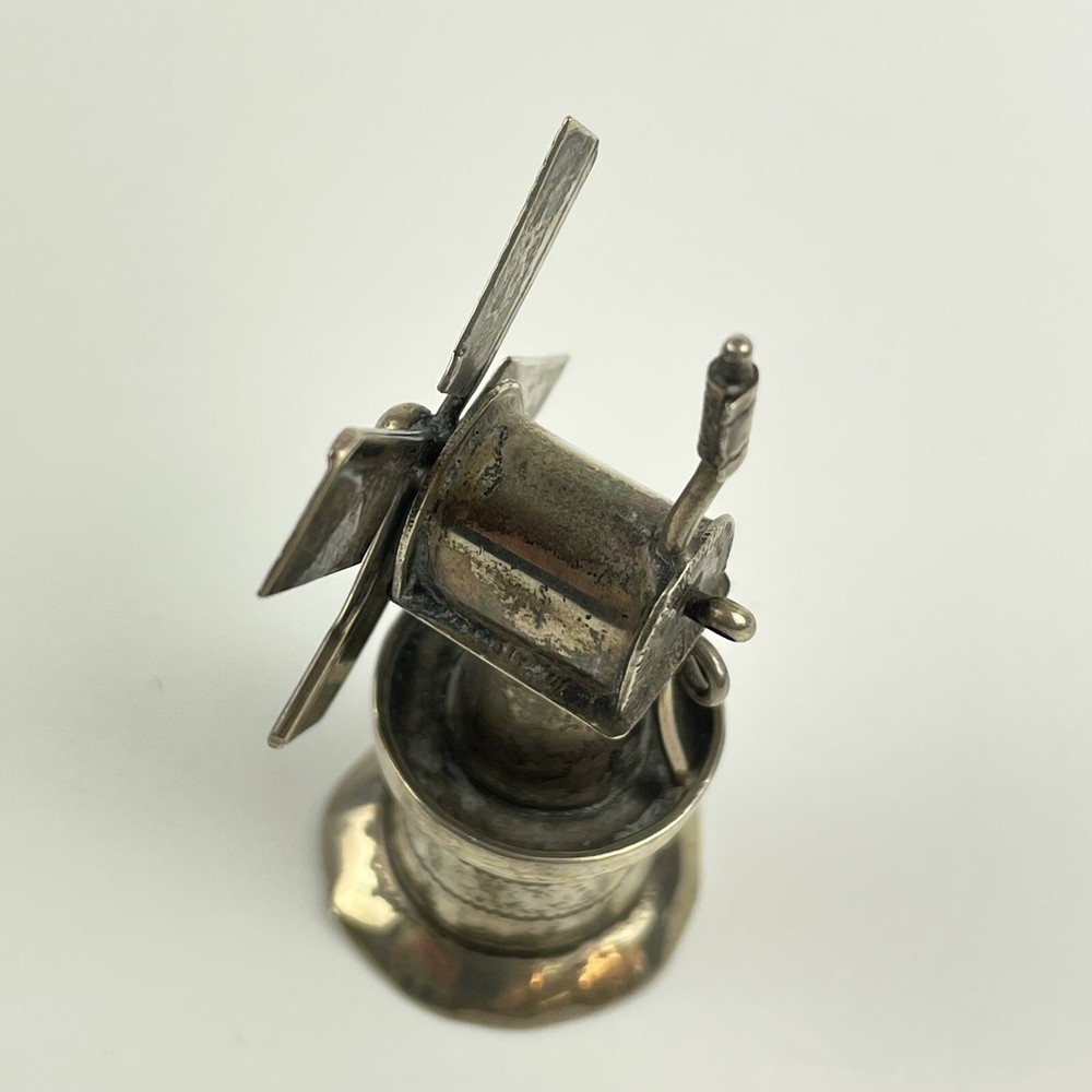 Antique Dutch Solid Silver Miniature Windmill Sword Mark Height 6cm