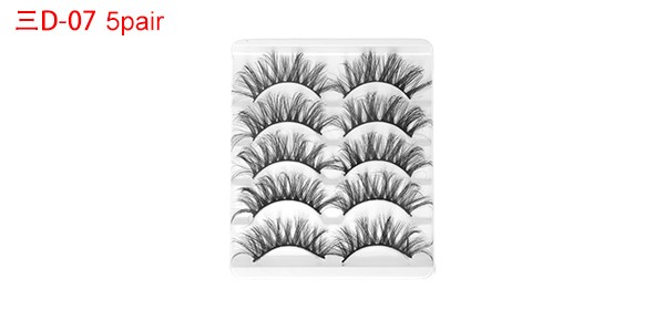 Soft 3D False Eyelashes for Makeup Black 3D-07 5 Pair