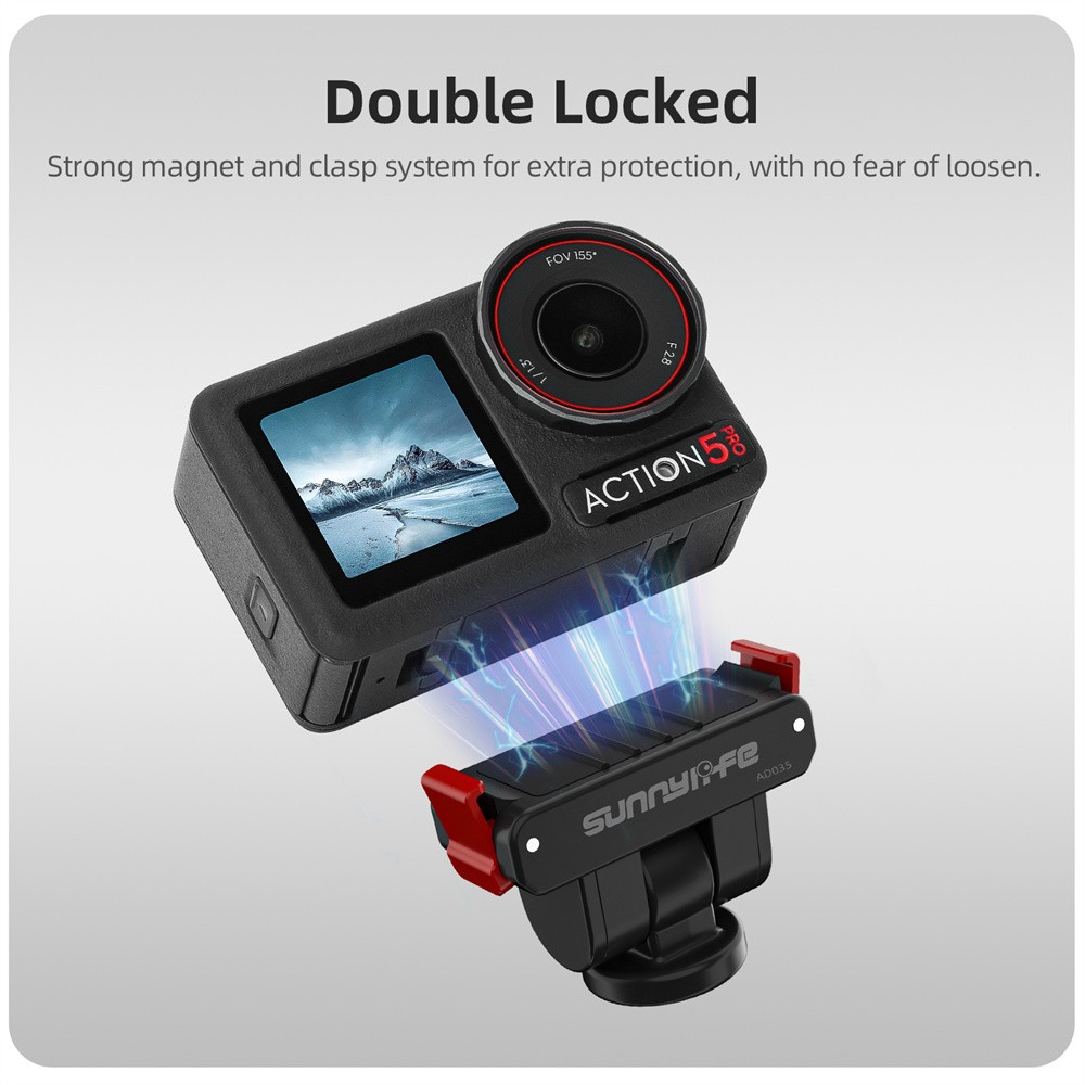 180°Magnetic Quick Release Adapter Mount for DJI Osmo 360/Action 5 Pro/4/3/2