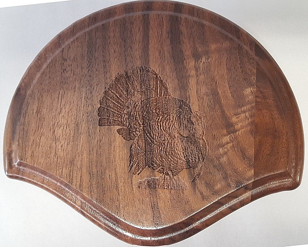 Solid Black Laser Walnut Turkey Fan / Beard Mounting Kit -01