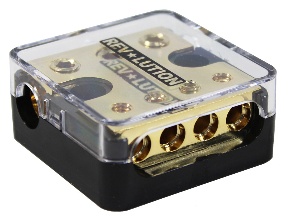 REV Power Distributor Three 4GA Input, Four 8GA Outputs Brass Material