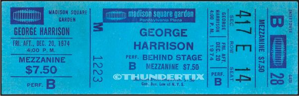 5 1968 -74  UNUSED FULL TICKETS George Harrison  Dead  Deep Purple Doors reprint