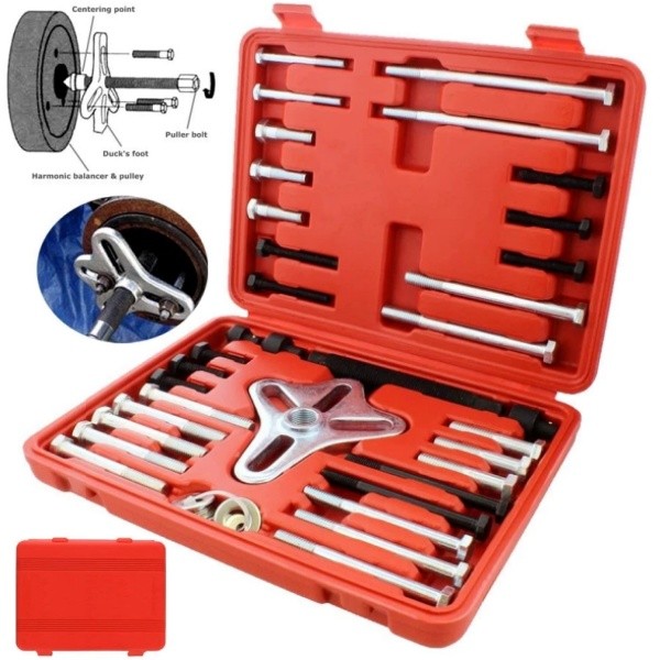 46pc Harmonic Balancer Puller Tool Set Gear Pulley Steering Wheel Removal