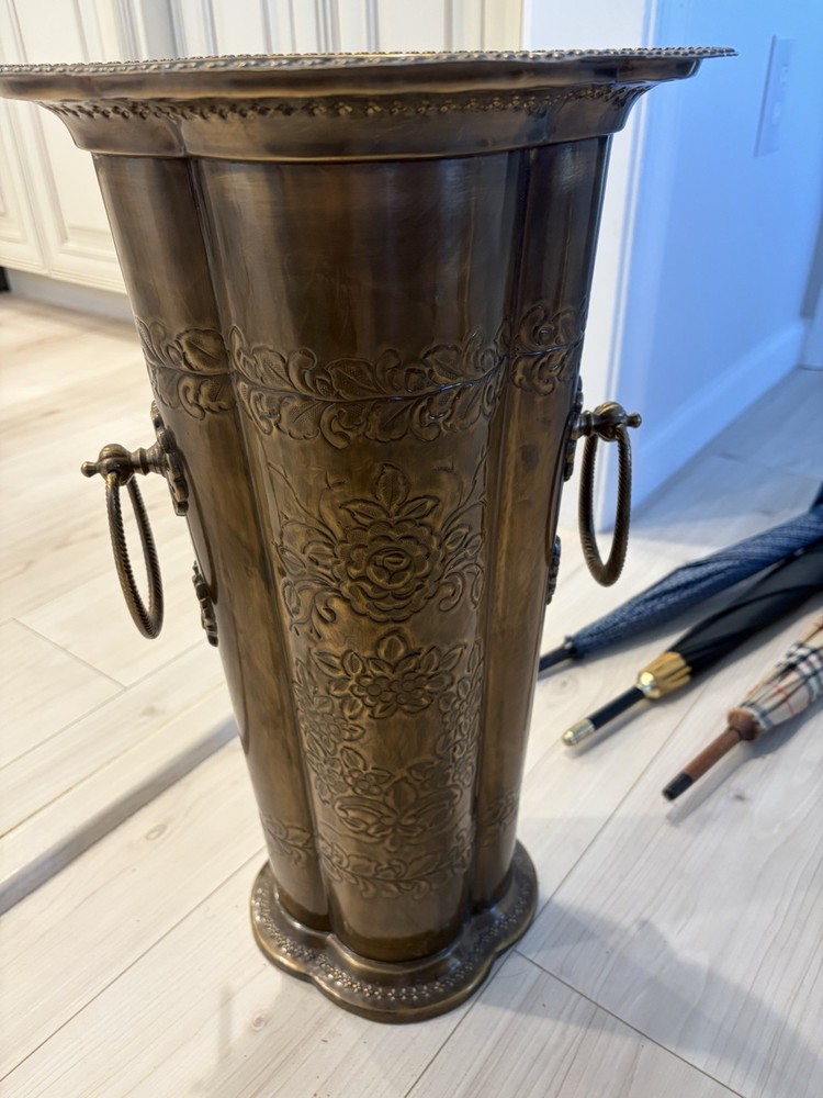 Vintage Gorgeous Rare Brass Umbrella Stand