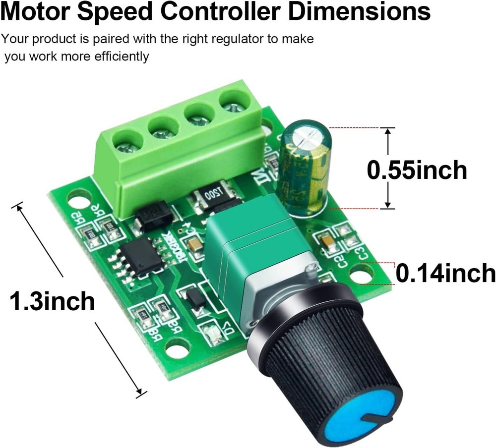 Mini PWM DC Motor Speed Controller 1.8V-12V 2A - Adjustable & Compact