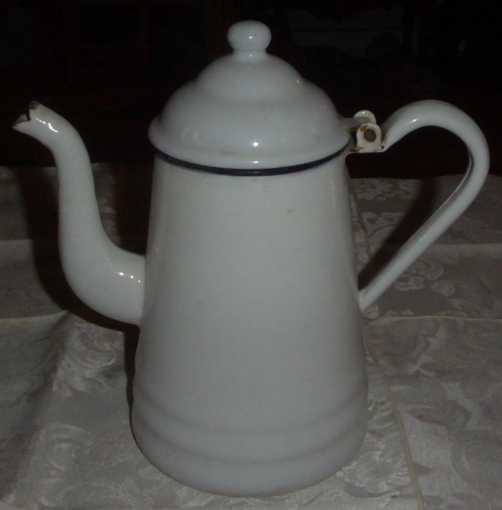 Vintage White Enamel Coffee Pot