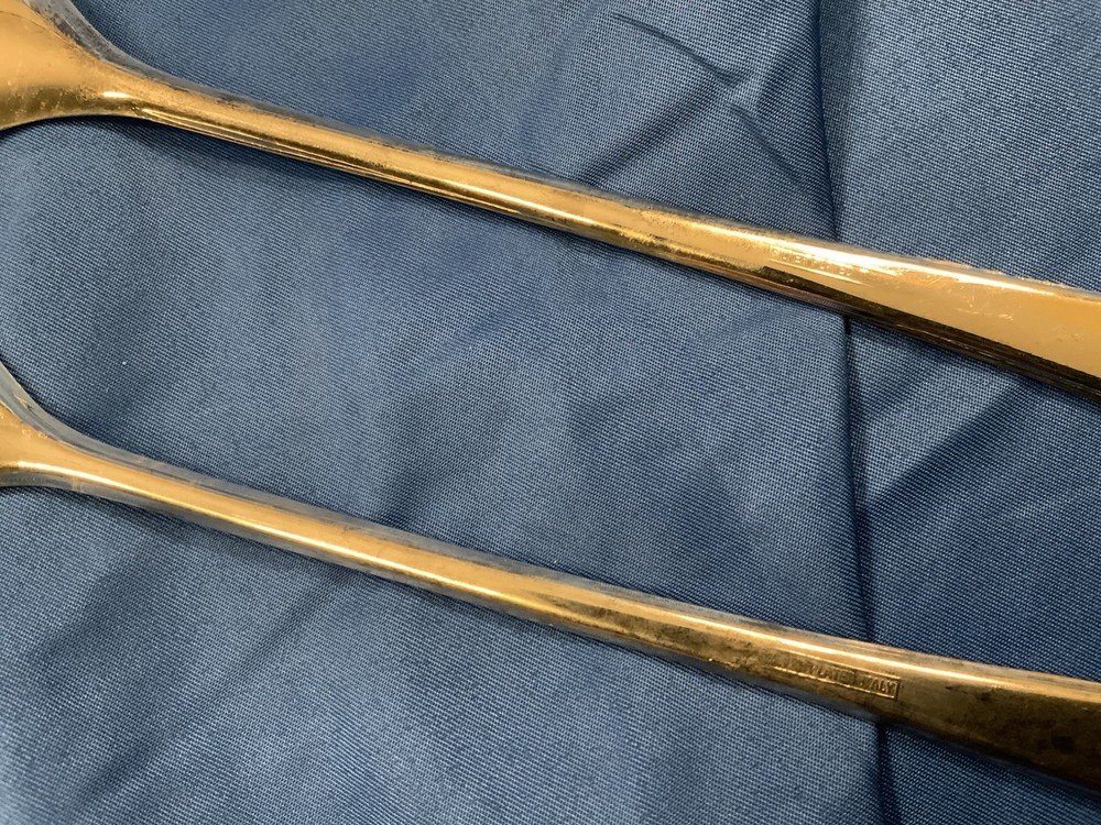 Silver Plate Salad Serving Utensils Spoon Fork Marked Italy 9.5" Bridal Wedding