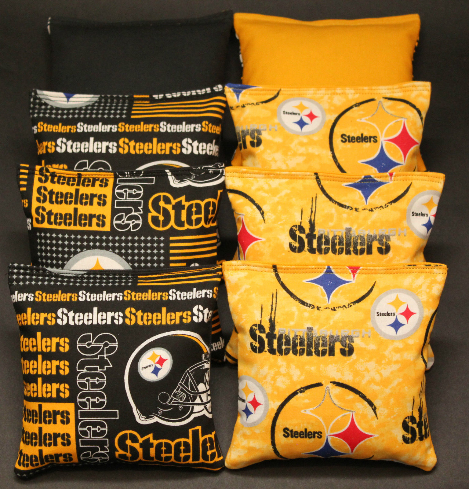 ALL WEATHER PITTSBURGH STEELERS 8 Cornhole Bean Bags Resin Filled Waterproof!