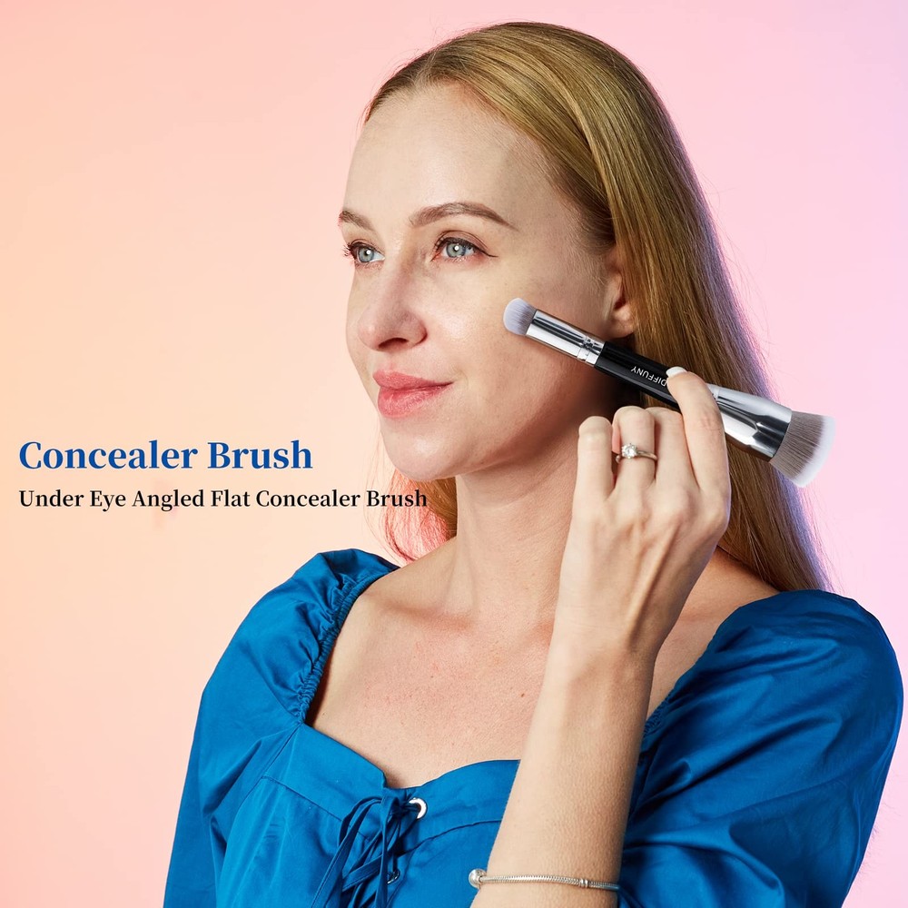 DIFFUNY Large Makeup Brushes Double Ended Foundation Brush & Concealer Black