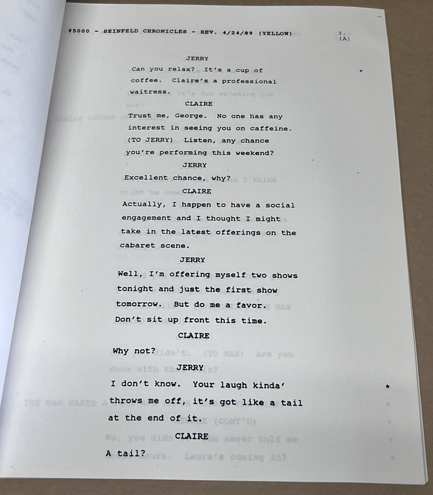 The Seinfeld Chronicles Pilot 1st Episode Original TV Sitcom Script Larry David