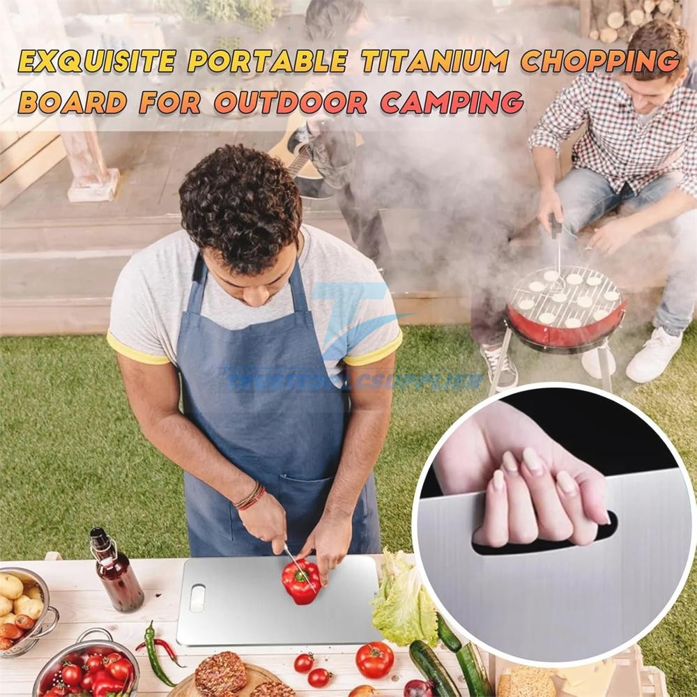 2PCS Titanium Coating Cutting Board Double-Sided Kitchen Tool Camping Size M L