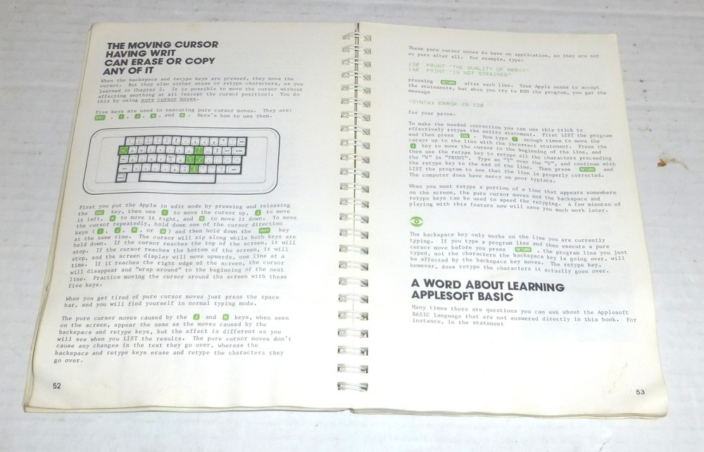 Vintage The Applesoft Tutorial by Apple Computer Spiral Bound Book PLEASE READ