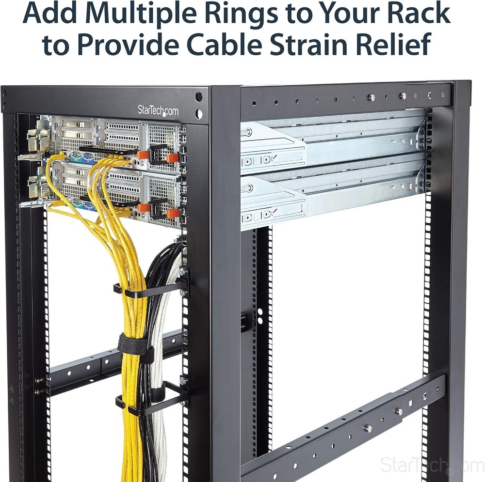 Startech CMHOOK1U 1U Vertical Server Rack Cable Management D-Ring Hook with Rack