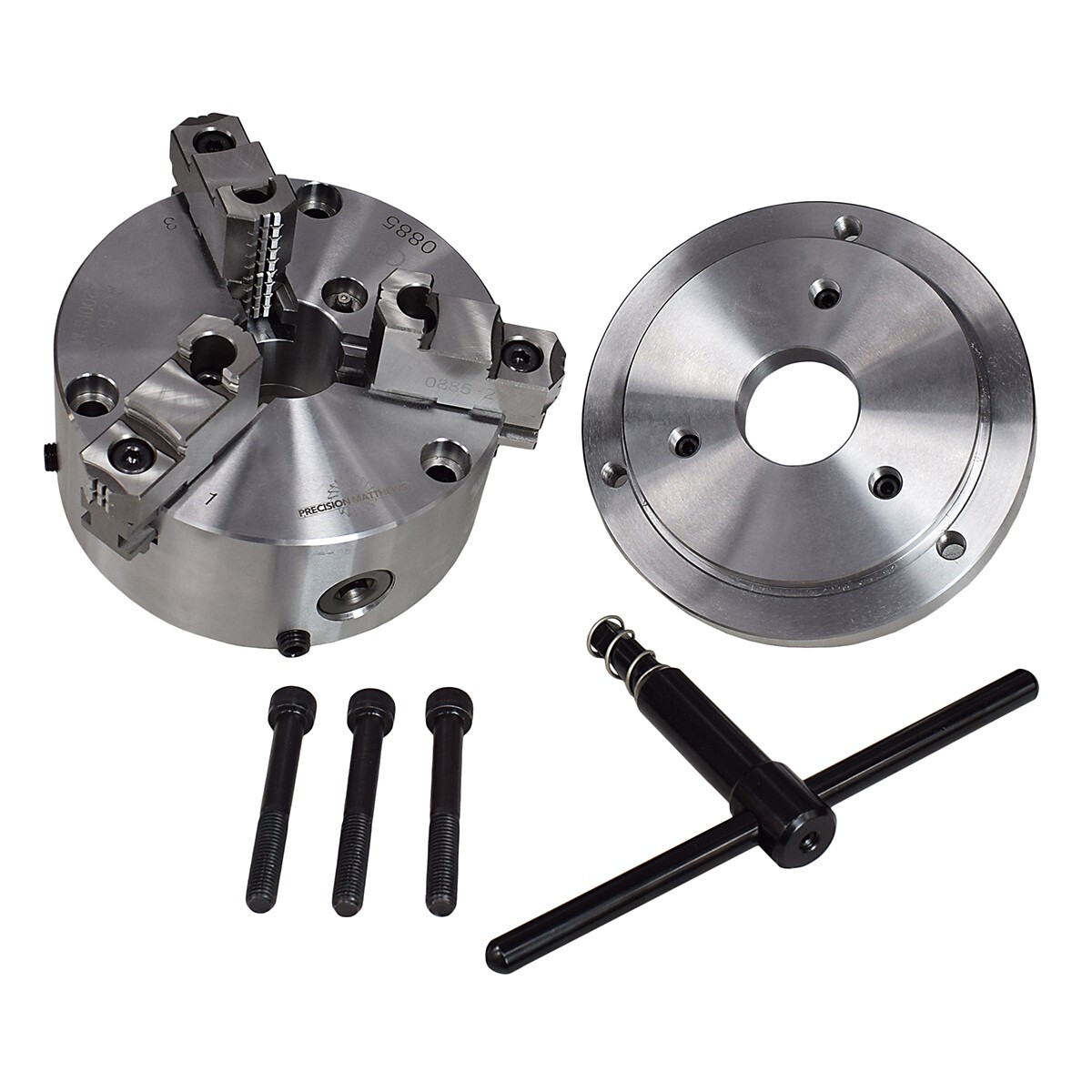 Precision Matthews 6" ADJUSTABLE SET TRUE TYPE 3 JAW LATHE CHUCK .0004" D1-4 D14