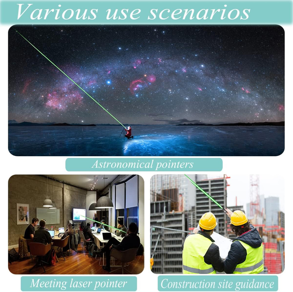 Green Laser Pointer Rechargeable USB Long Range High Power Hiking Present