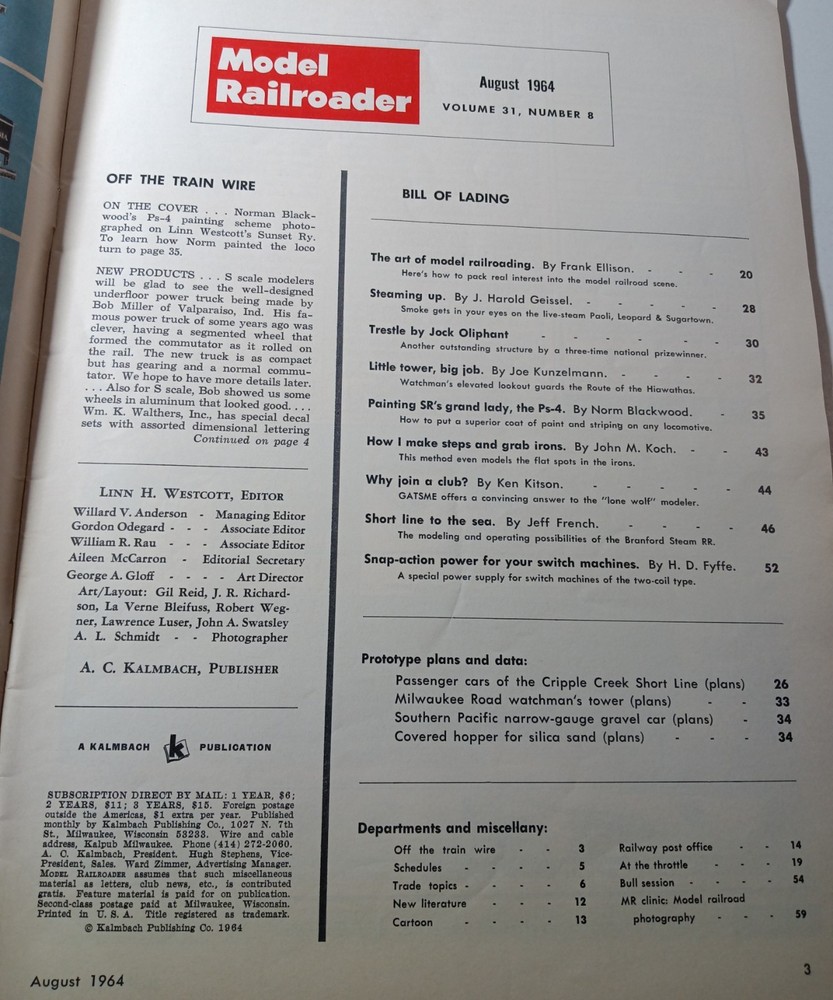 Model Railroader Magazine (August, 1964)