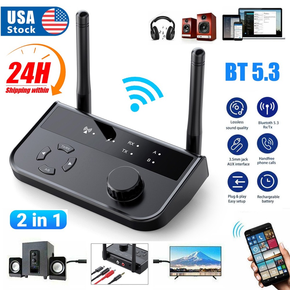 5.3 Bluetooth Transmitter Receiver Long Range For TV Home Stereo Audio Adapter