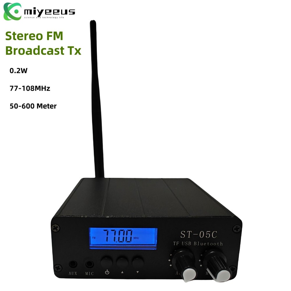 ST-05C 77-108MHz Bluetooth USB TF Card Stereo FM Broadcast Tx 0.2W my2