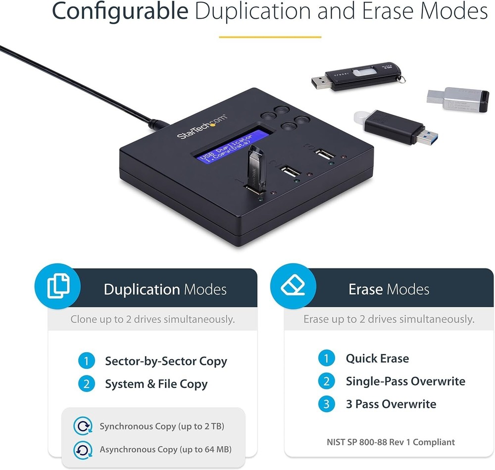Standalone 1 to 2 USB Flash Drive Duplicator / Cloner / Eraser, Multiple USB ...