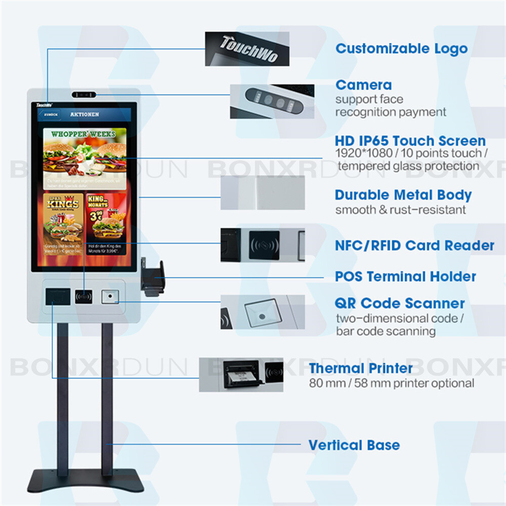Wall Mount Touchscreen Ordering Machine Self Service for Restaurant