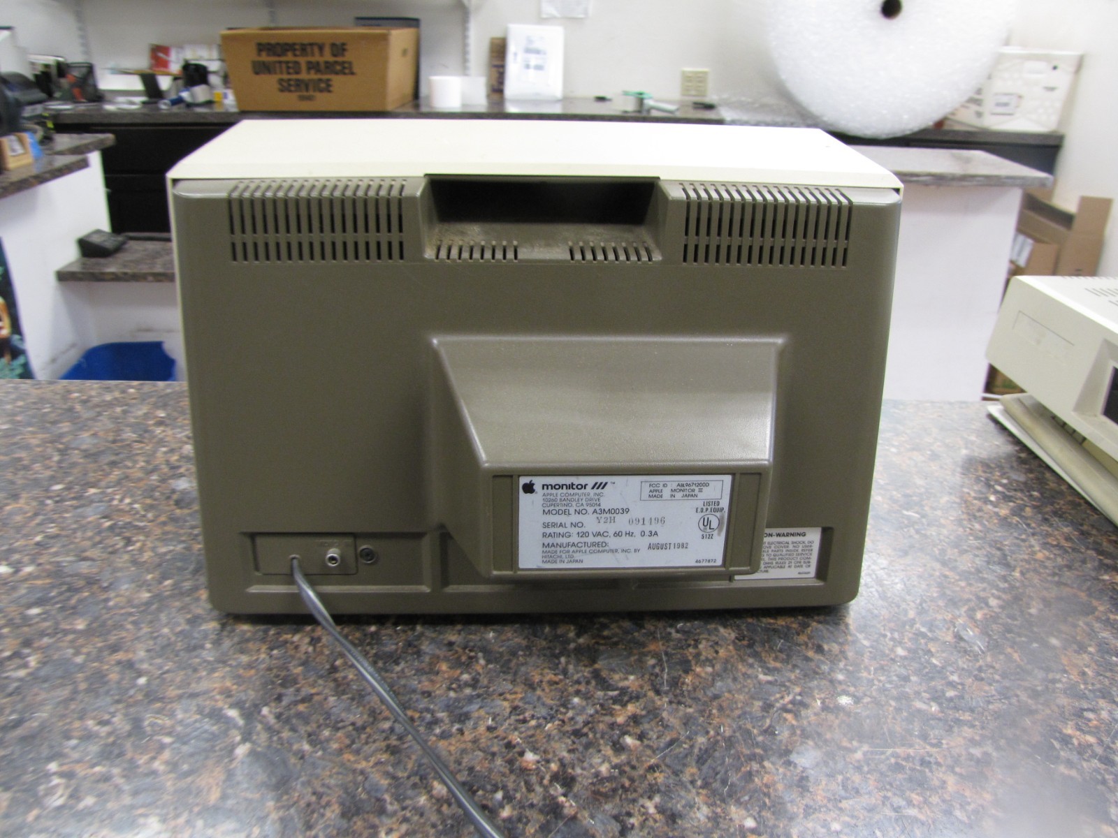 Vintage Apple Monitor III CRT Green Monochrome A3M0039 as-is