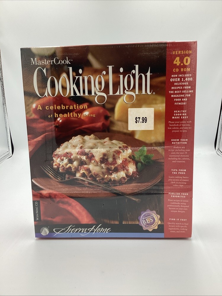 MasterCook Cooking Light Version 4.0 CD Rom for Windows and Mac - SEALED
