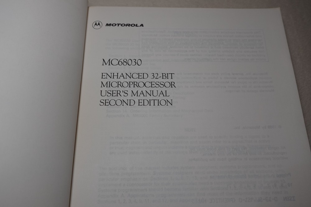 Motorola MC68030 Enhanced 32-Bit Microprocessor User's Manual 2nd Edition