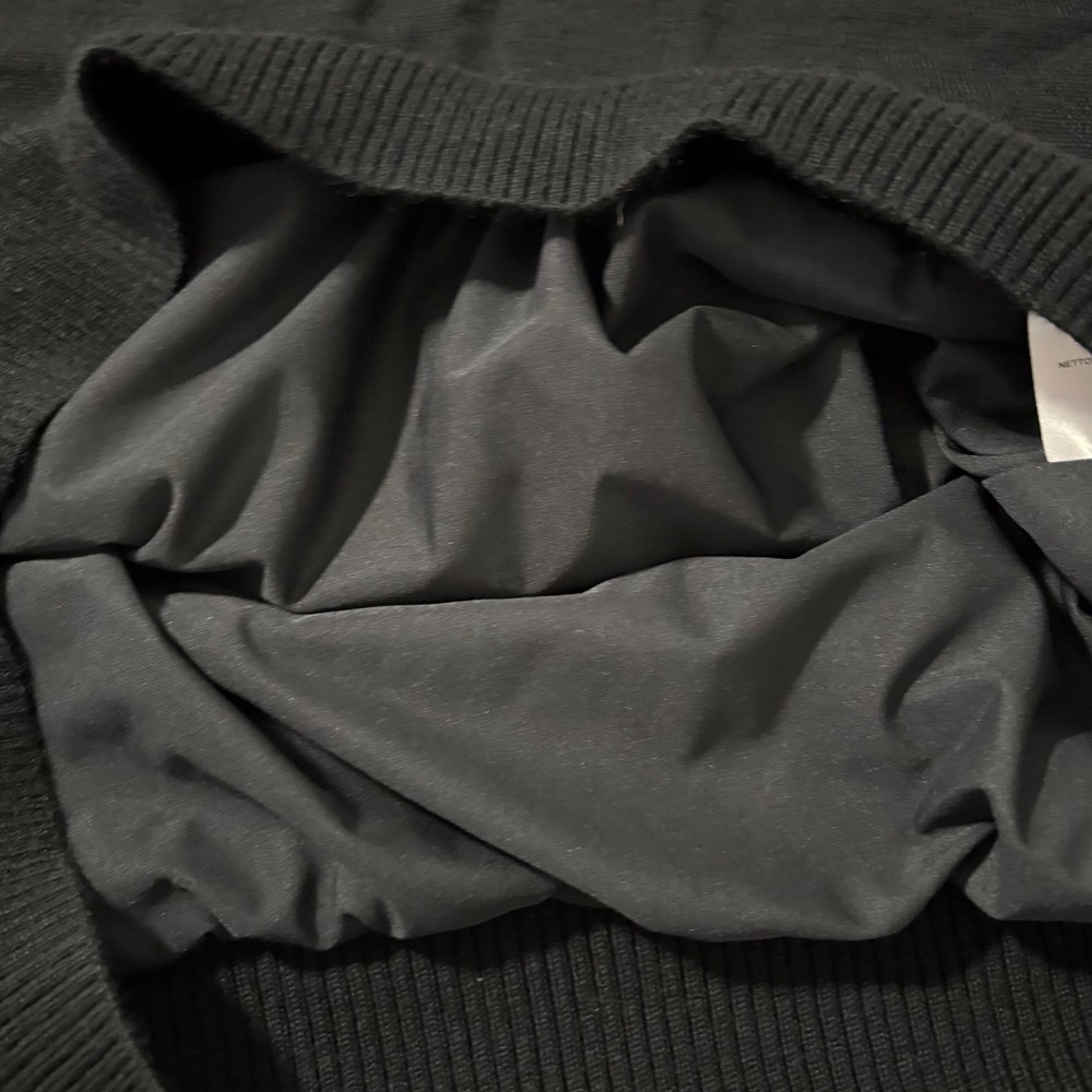 Sunice Windstopper Mens L 1/4 Zip Golf Sweater Black 100% Wool Lined Pullover