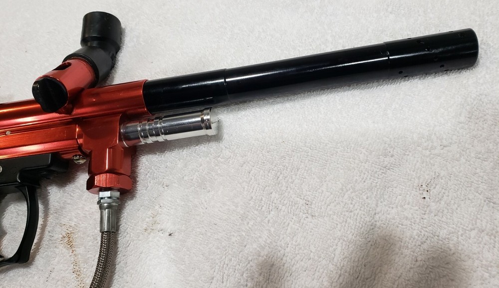 SHARP Red Java Spyder Compact Semi Auto Paintball Gun and Barrel WORKS GREAT