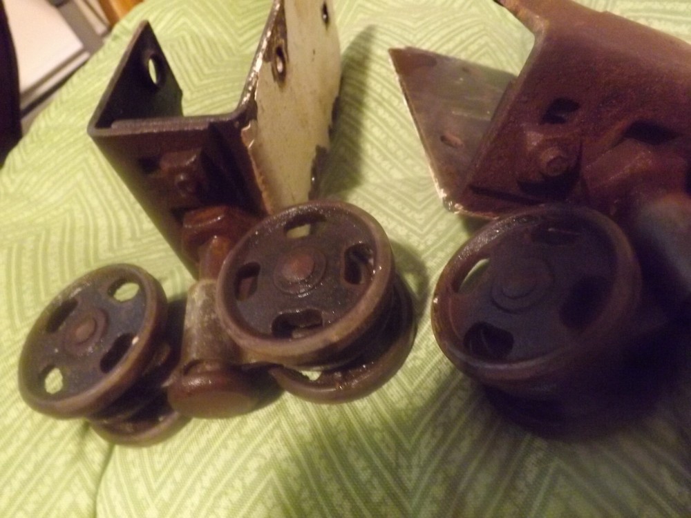 Antique barn door rollers (pair) good working order 