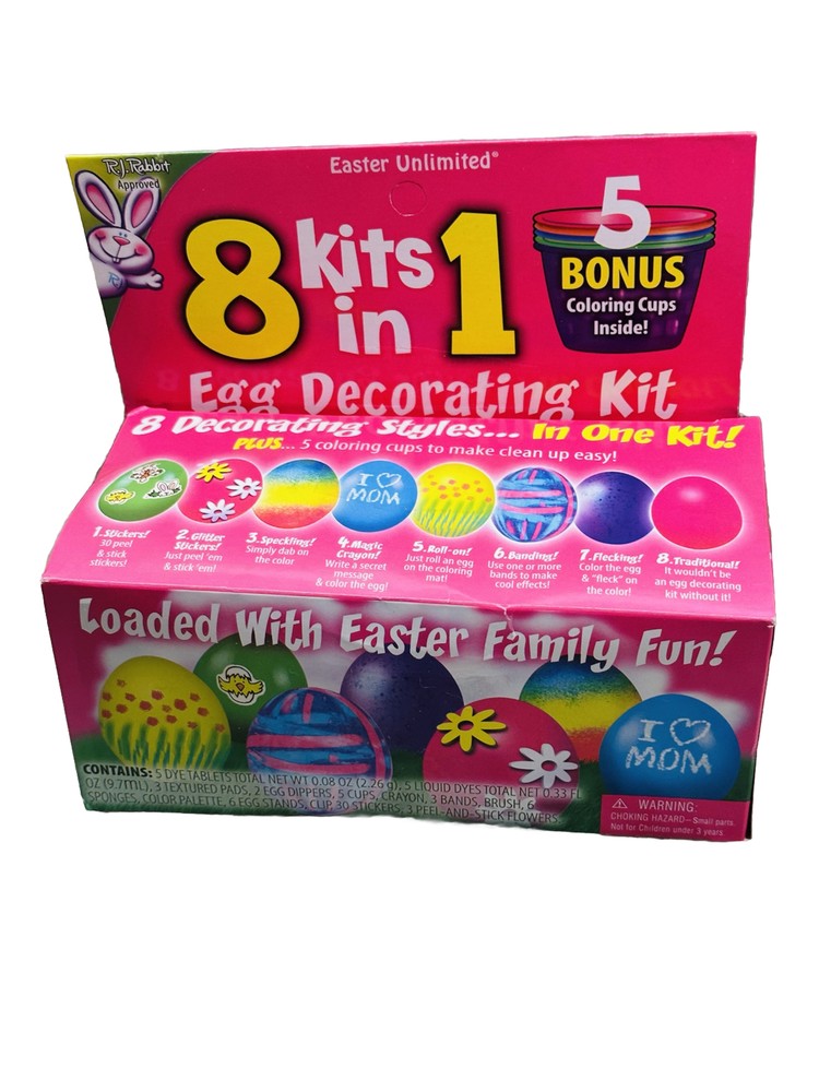 EASTER EGG DECORATING KIT RAINBOW COLOR. 8 Kits In 1.