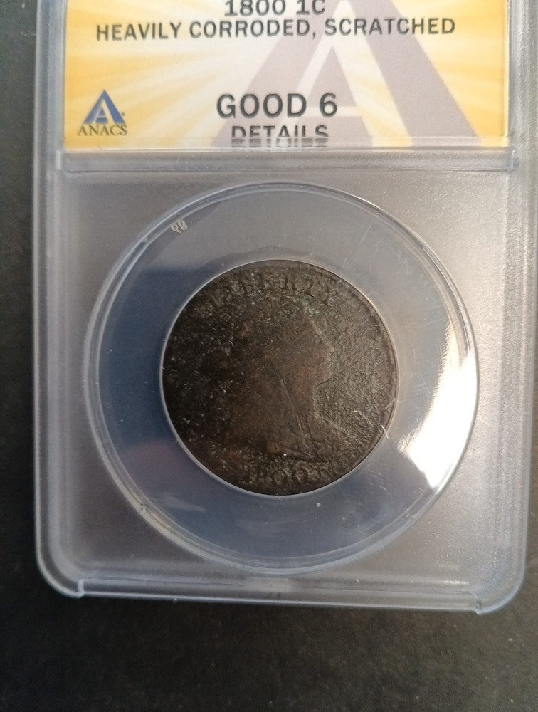 1800 Draped Bust Large Cent ANACS GOOD 6