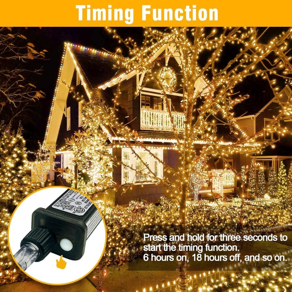 210 LED Warm White String Lights 70FT Transparent Wire Waterproof Connectable