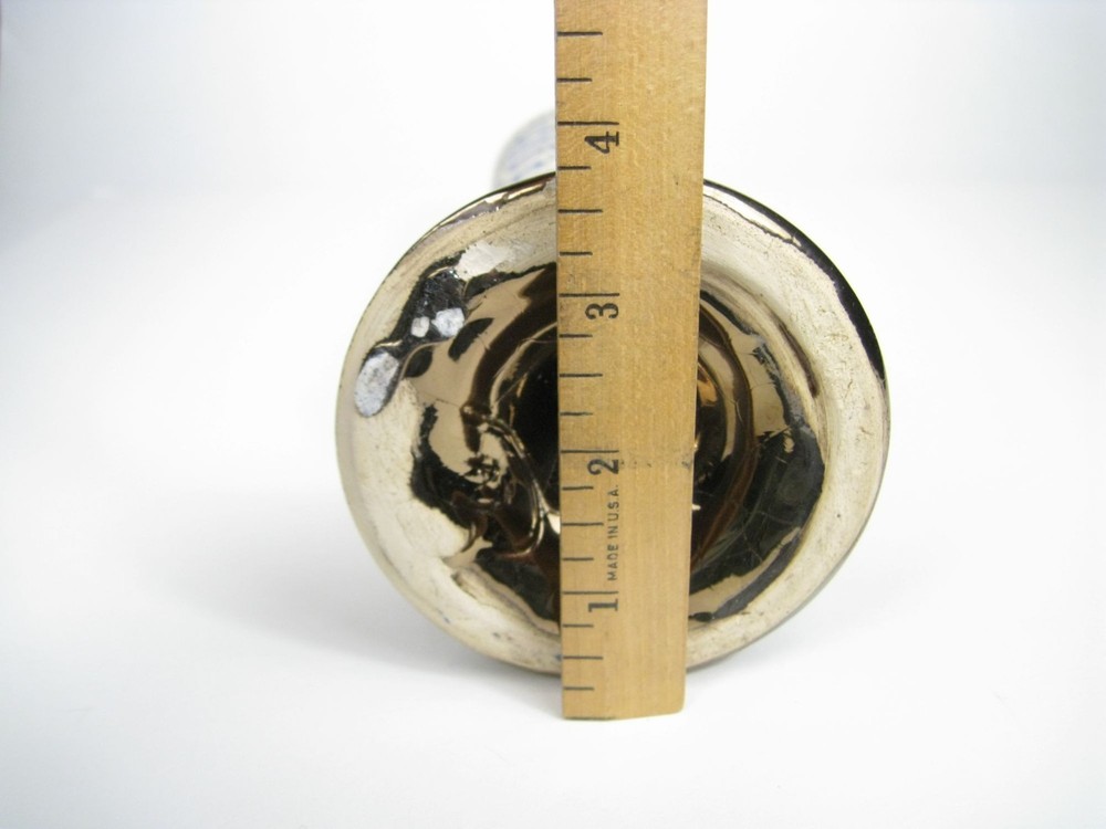 Handcrafted Ceramic Vase Scroll Design Hebrew Letter Brass Base