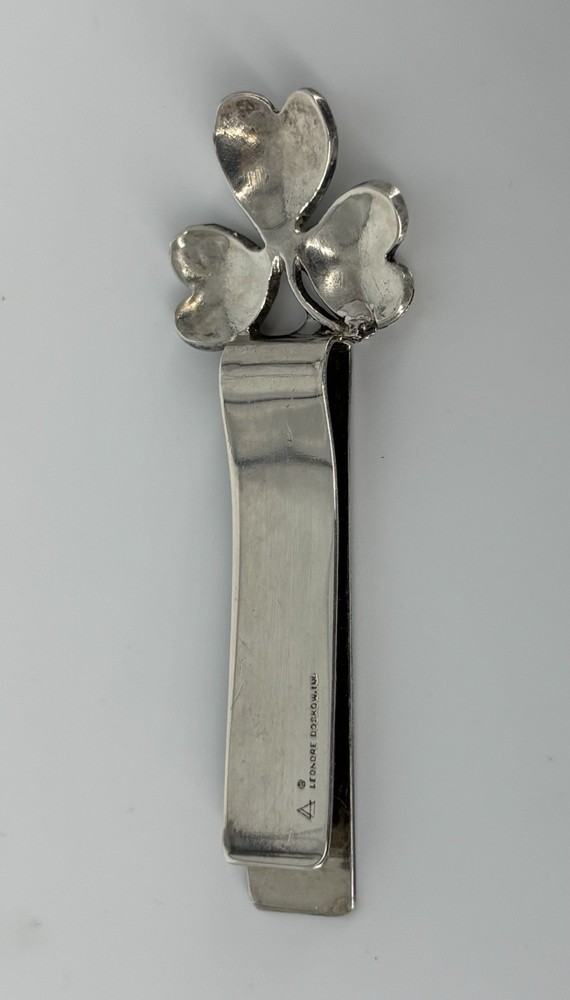 LEONORE DOSKOW INC. Silver Plate Minimalist Clover BOOKMARK 1980’s