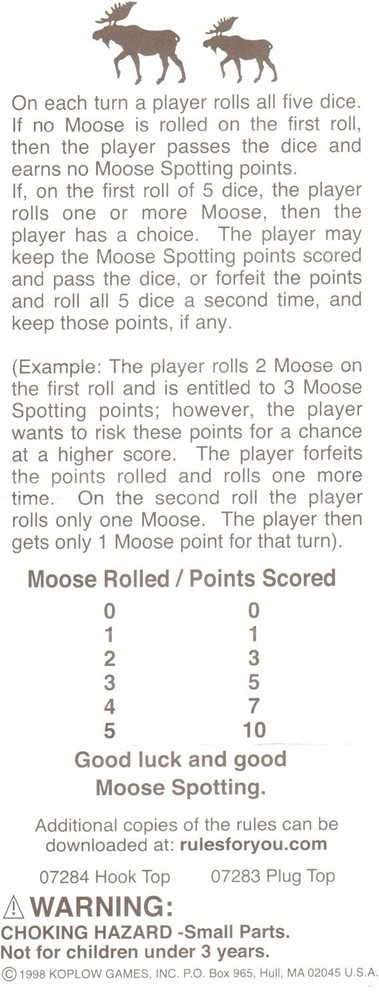 Moose Dice Game
