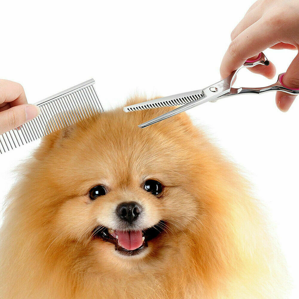7" Professional Pet Dog Grooming Scissors Set Straight Curved Thinning Shear Kit