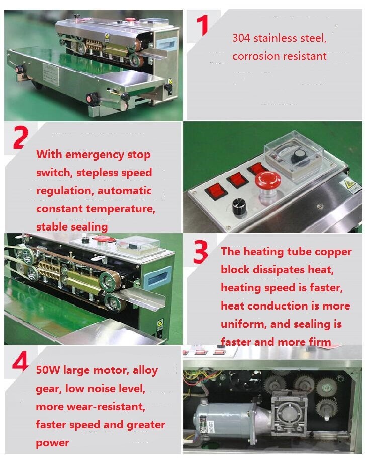 Kolice Commercial Automatic Continuous Sealing Machine, Horizontal Bag Sealer