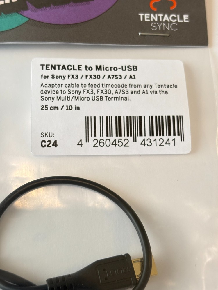 New Genuine Tentacle Sync to Micro-USB for Sony FX3 FX30 A7S3 A1 Timecode Cable