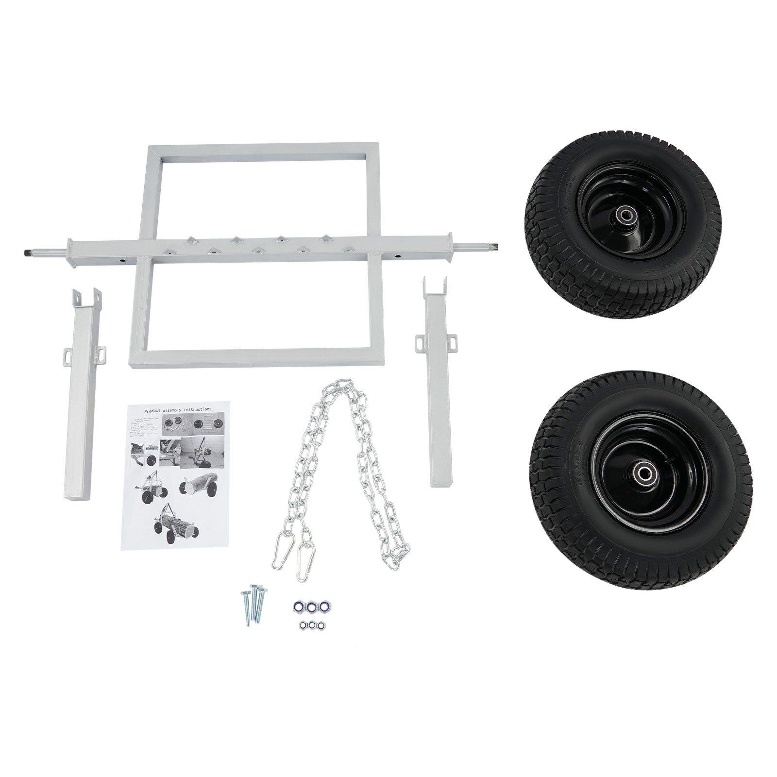 1500 LBS Capacity Log Skidder Heavy Duty Log Holder, Log Dolly with Chain Silver