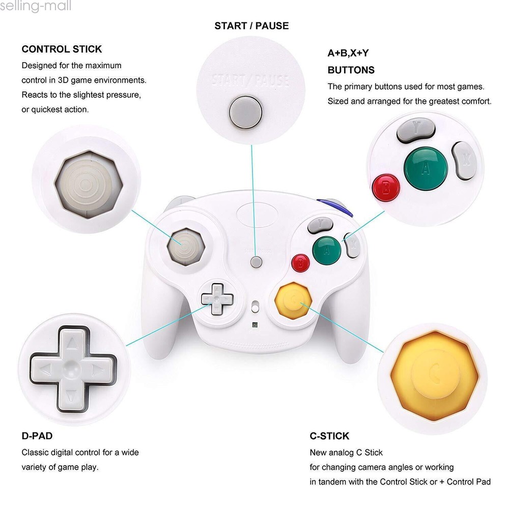 Wireless GameCube Controller + Adapter Wavebird for GameCube NGC Console White