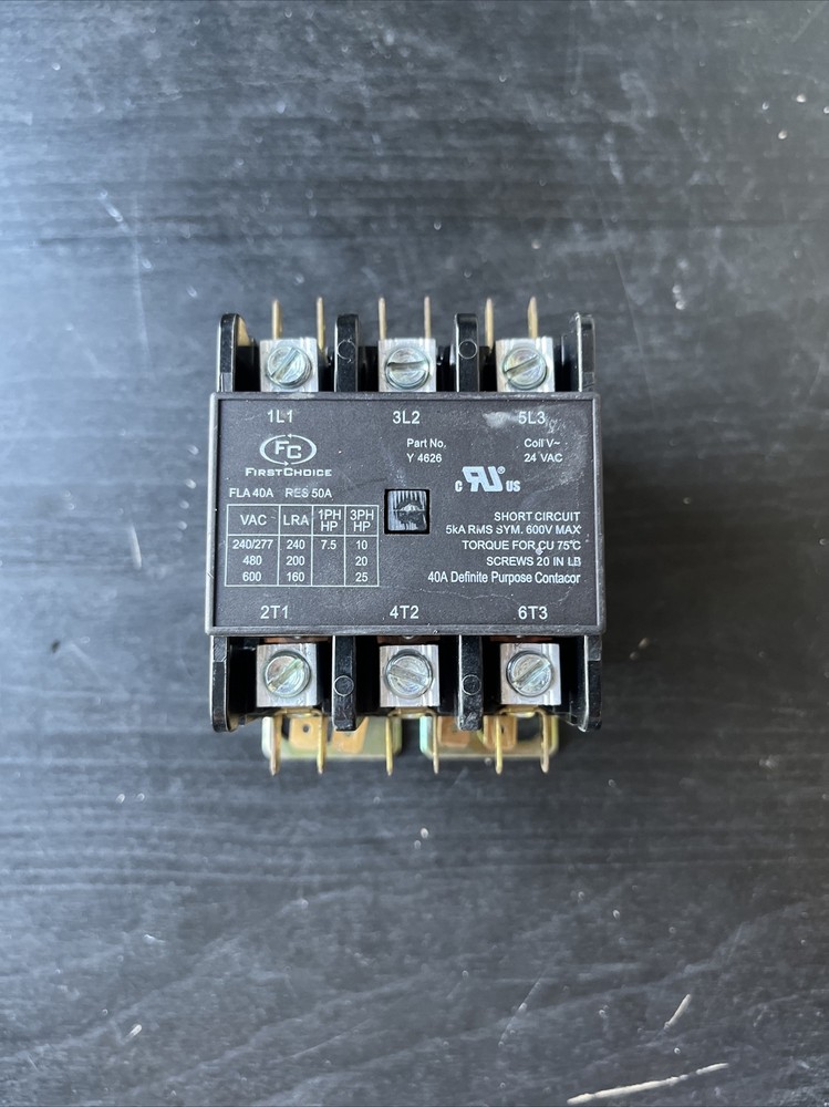FirstChoice Y4626 Definite Purpose Contactor 3-Pole 40A 24V