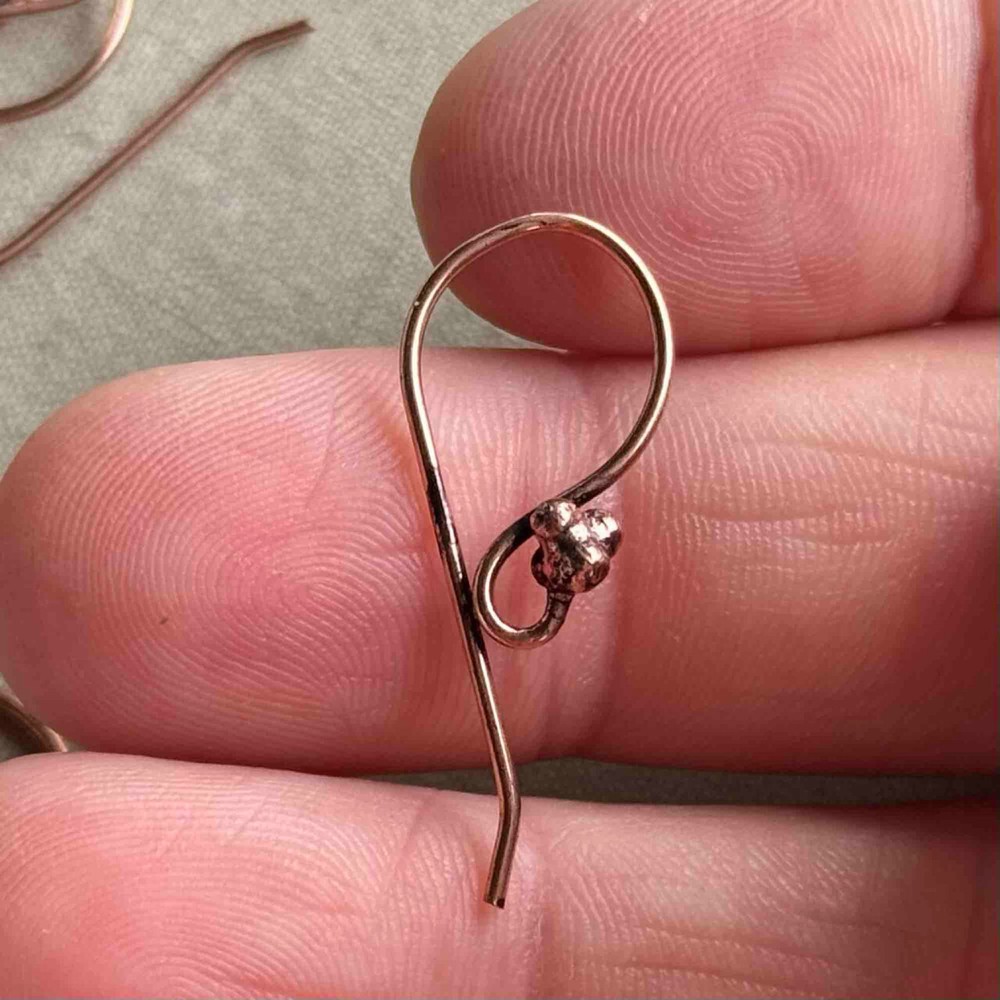 French Hook Fancy Earwires 28x13mm 19ga E-Coat Solid Copper Q10 Pair Per Pkg