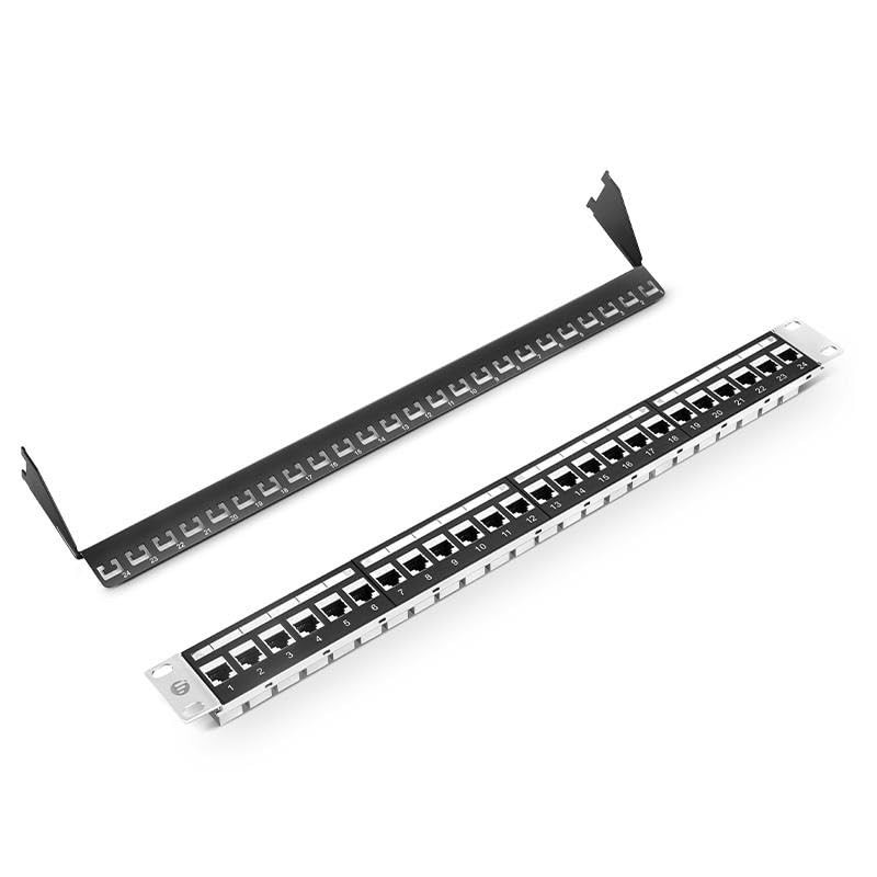 Cat6A 24-Port UTP Patch Panel with Loaded Modular Network Patch Panel