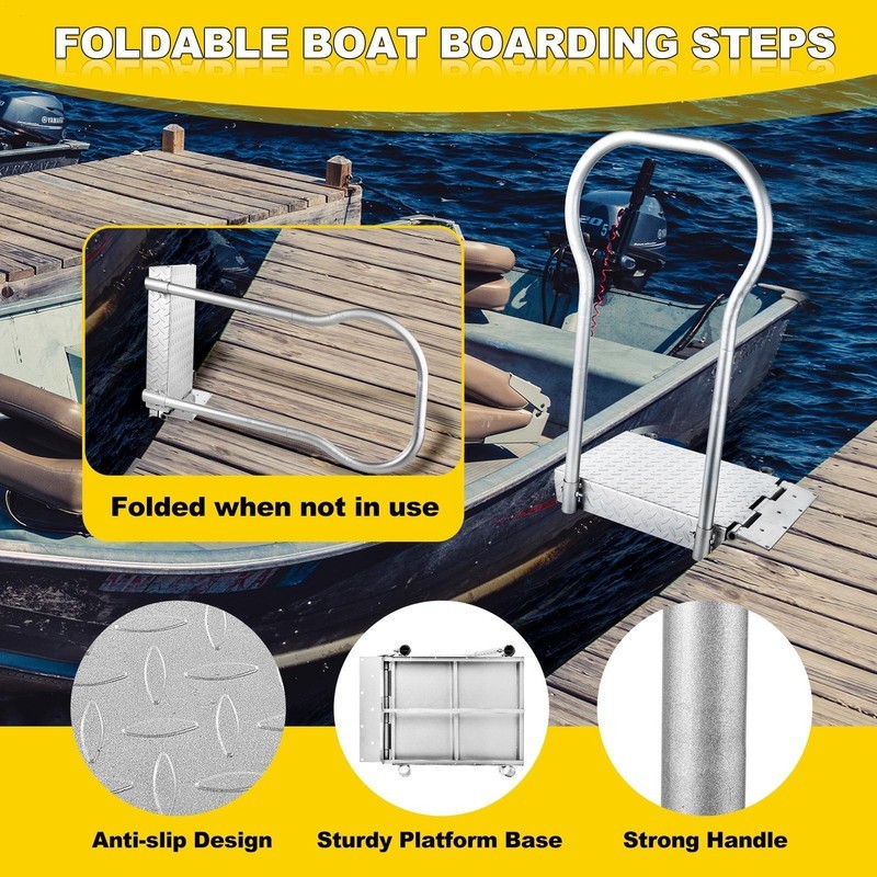 Folding Boat Boarding Platform Dock Step Dock Extension Ramp For Boat Lifts--