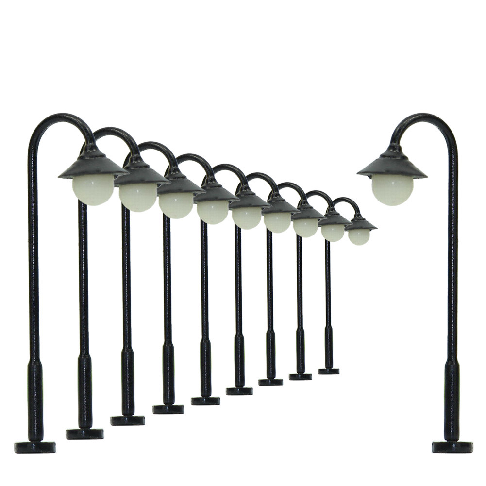 10pcs Model Railway N Scale 1:160 Lamp Post Street Lights Warm White LEDs 3.7cm