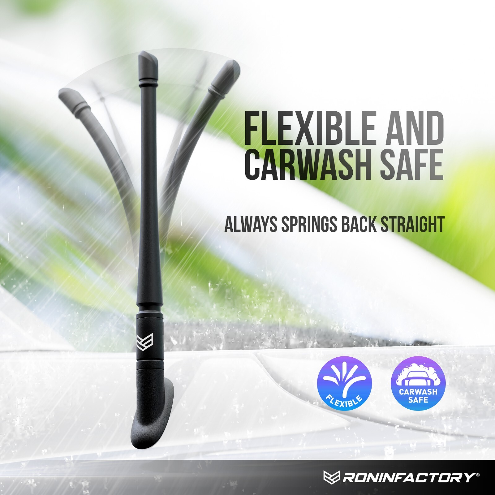 SHORT ANTENNA for CHEVY SILVERADO GMC SIERRA TRUCKS 12 INCH FLEXIBLE ANTI THEFT