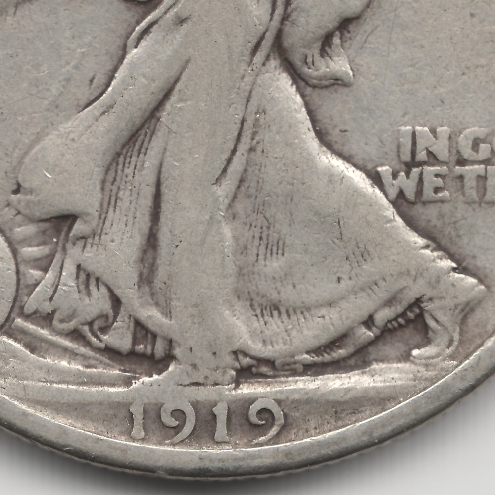 1919 Walking Liberty Half Dollar, F+